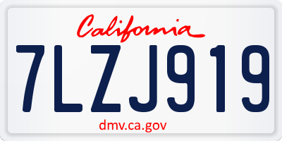 CA license plate 7LZJ919