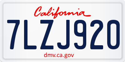 CA license plate 7LZJ920