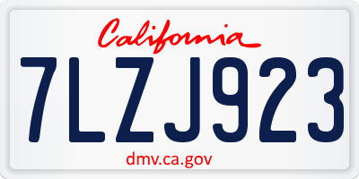 CA license plate 7LZJ923