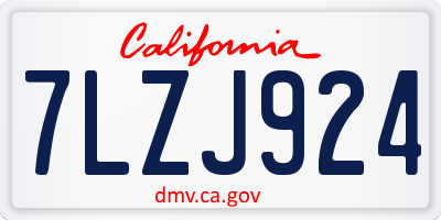 CA license plate 7LZJ924