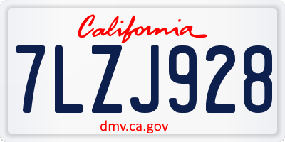 CA license plate 7LZJ928