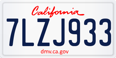 CA license plate 7LZJ933