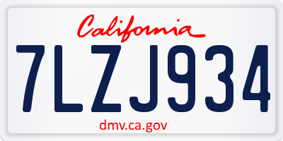 CA license plate 7LZJ934