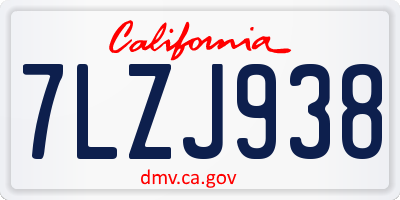 CA license plate 7LZJ938