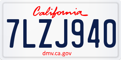 CA license plate 7LZJ940