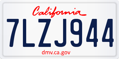 CA license plate 7LZJ944