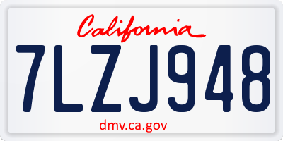 CA license plate 7LZJ948