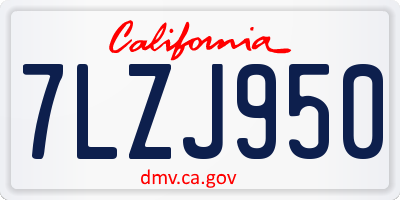 CA license plate 7LZJ950