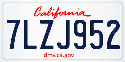 CA license plate 7LZJ952