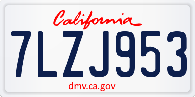 CA license plate 7LZJ953