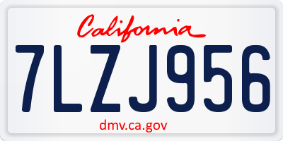 CA license plate 7LZJ956