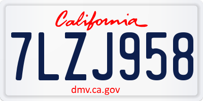 CA license plate 7LZJ958