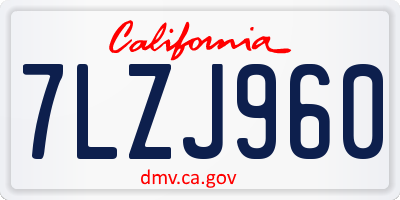 CA license plate 7LZJ960