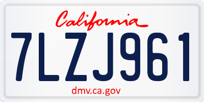 CA license plate 7LZJ961