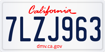 CA license plate 7LZJ963