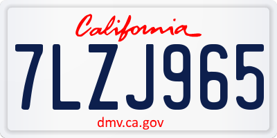 CA license plate 7LZJ965