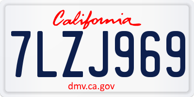 CA license plate 7LZJ969