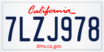 CA license plate 7LZJ978