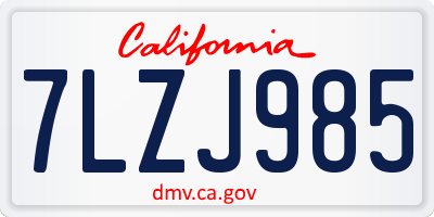 CA license plate 7LZJ985