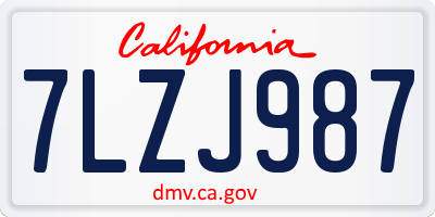 CA license plate 7LZJ987