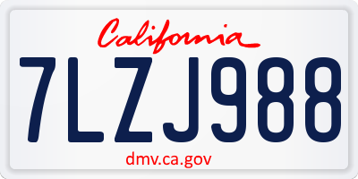 CA license plate 7LZJ988