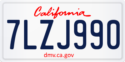 CA license plate 7LZJ990