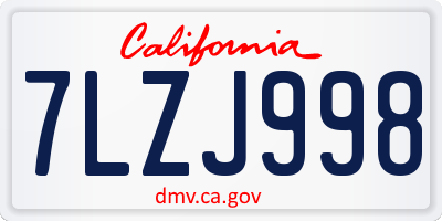 CA license plate 7LZJ998