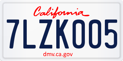 CA license plate 7LZK005