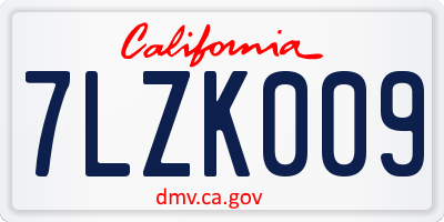CA license plate 7LZK009