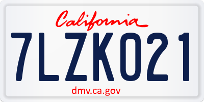 CA license plate 7LZK021