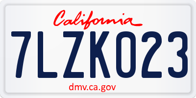 CA license plate 7LZK023