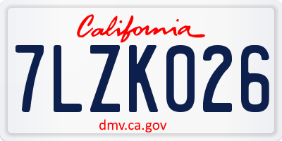 CA license plate 7LZK026