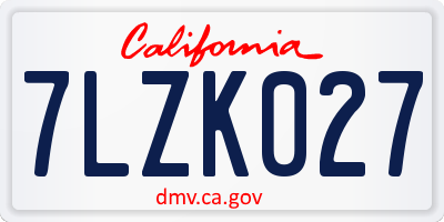 CA license plate 7LZK027