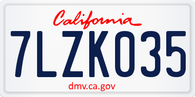 CA license plate 7LZK035