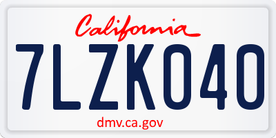 CA license plate 7LZK040