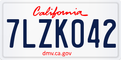 CA license plate 7LZK042