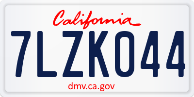 CA license plate 7LZK044