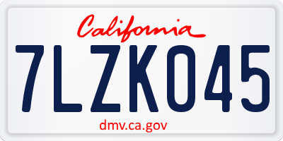 CA license plate 7LZK045