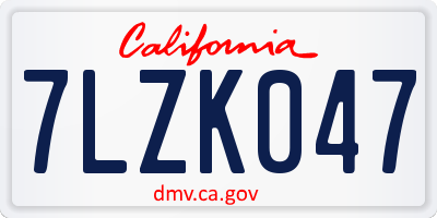 CA license plate 7LZK047
