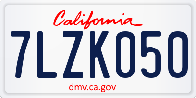 CA license plate 7LZK050