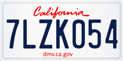 CA license plate 7LZK054