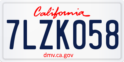 CA license plate 7LZK058