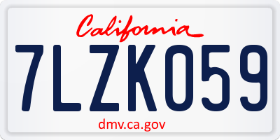 CA license plate 7LZK059
