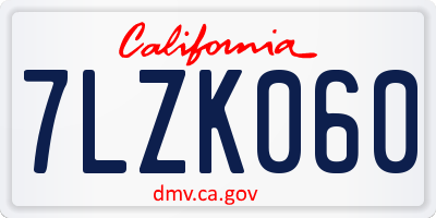CA license plate 7LZK060