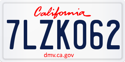 CA license plate 7LZK062