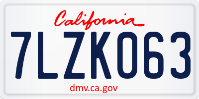 CA license plate 7LZK063