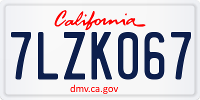 CA license plate 7LZK067