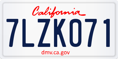 CA license plate 7LZK071