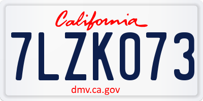 CA license plate 7LZK073