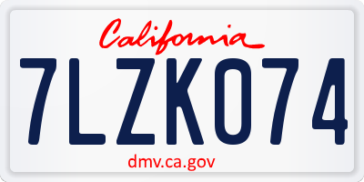 CA license plate 7LZK074